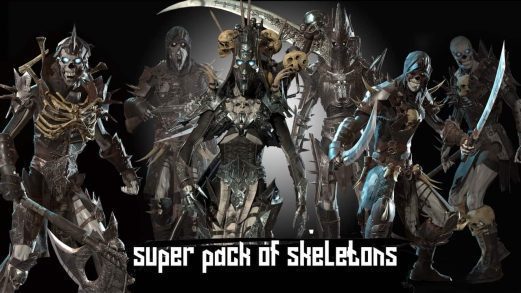 骷髅超级套装 – Super pack of skeletons虚幻引擎UE资源网-海量优质免费素材网|是一个提供海量CG素材的网站，包含虚幻资源、CG模型、CG教程等AICGT资源网