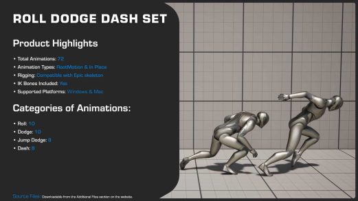 翻滚闪避冲刺动作套装 – Roll Dodge Dash Set虚幻引擎UE资源网-海量优质免费素材网|是一个提供海量CG素材的网站，包含虚幻资源、CG模型、CG教程等AICGT资源网