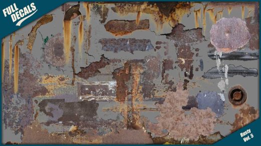 金属锈蚀贴花 – Metal rust decals Vol.5虚幻引擎UE资源网-海量优质免费素材网|是一个提供海量CG素材的网站，包含虚幻资源、CG模型、CG教程等AICGT资源网