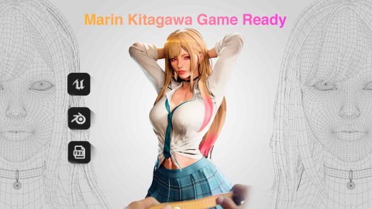 喜多川海梦-My Dress-Up Darling – Marin Kitagawa – Game Ready 3D Model – UE4虚幻引擎UE资源网-海量优质免费素材网|是一个提供海量CG素材的网站，包含虚幻资源、CG模型、CG教程等AICGT资源网