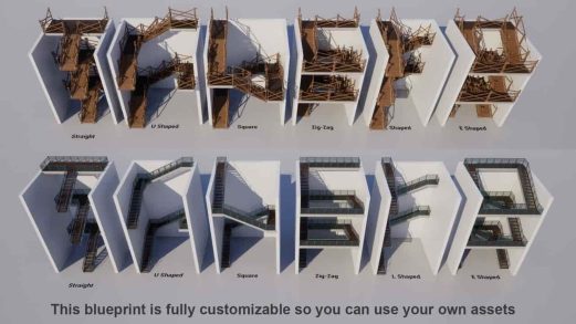 模块化楼梯蓝图 – Modular Staircase Blueprint虚幻引擎UE资源网-海量优质免费素材网|是一个提供海量CG素材的网站，包含虚幻资源、CG模型、CG教程等AICGT资源网